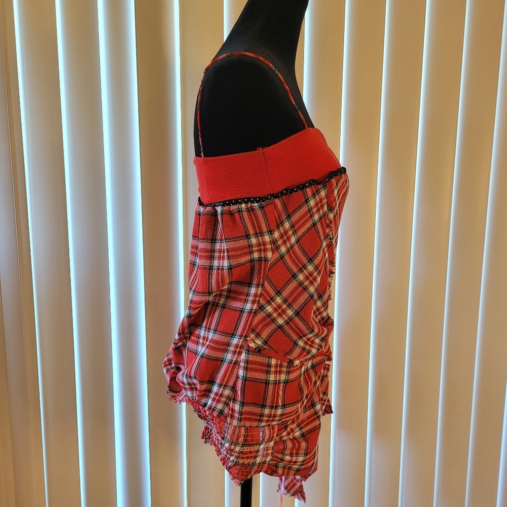 Red Plaid Strapless Top - Picture 7 of 13